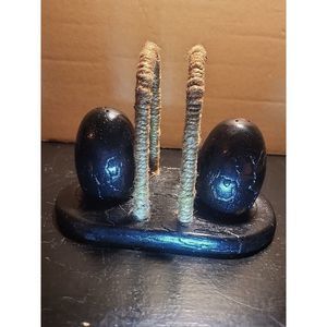 Fractal burnt salt and pepper shakers with napkin holder stand-vintage